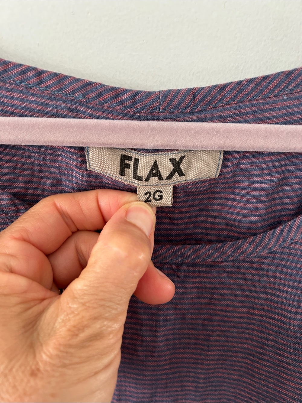 Flax Lavender Stripe Long-Sleeve Top Oversized Lagenlook Linen Coastal Popover - Picture 3 of 15